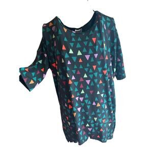 Lularoe Women's Geometric Print Tunic Top High Low Hem Shirt XXS